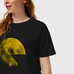 Футболка оверсайз женская Pac-man moon Пакмен луна, цвет: черный — фото 2