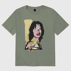 Футболка оверсайз женская Andy Warhol - Mick Jagger pop art, цвет: авокадо