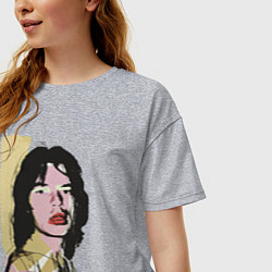 Футболка оверсайз женская Andy Warhol - Mick Jagger pop art, цвет: меланж — фото 2