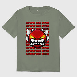 Футболка оверсайз женская GEOMETRY DASH КРАСНЫЙ ОГНЕННЫЙ ДЕМОН, цвет: авокадо