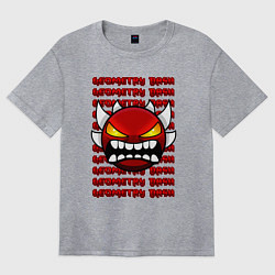 Футболка оверсайз женская GEOMETRY DASH КРАСНЫЙ ОГНЕННЫЙ ДЕМОН, цвет: меланж