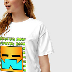 Футболка оверсайз женская GEOMETRY DASH КЛАССИКА УРОВЕНЬ, цвет: белый — фото 2