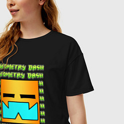 Футболка оверсайз женская GEOMETRY DASH КЛАССИКА УРОВЕНЬ, цвет: черный — фото 2