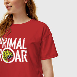 Футболка оверсайз женская PRIMAL ROAR logo, цвет: красный — фото 2