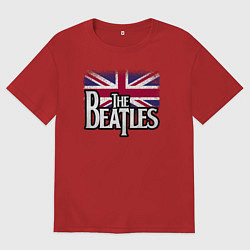 Футболка оверсайз женская The Beatles Great Britain Битлз, цвет: красный