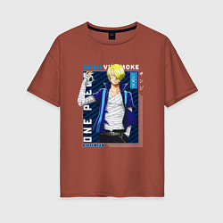 Футболка оверсайз женская Ван-Пис One Piece, Санджи Sanji, цвет: кирпичный