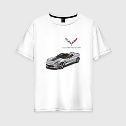 Футболка оверсайз женская Chevrolet Corvette - Racing team, цвет: белый