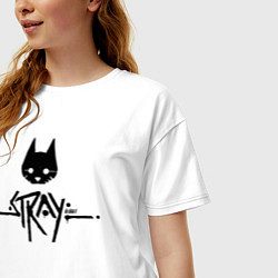 Футболка оверсайз женская Stray: Black Logo, цвет: белый — фото 2