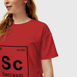 Футболка оверсайз женская САРКАЗМ - SARCASM, Sc Таблица Менделеева, цвет: красный — фото 2