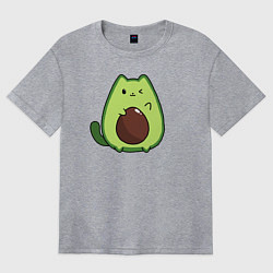 Футболка оверсайз женская Avo cat o подмигивает, цвет: меланж