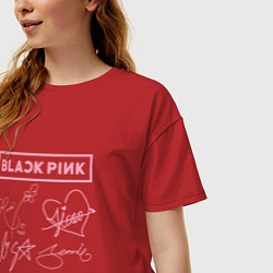 Футболка оверсайз женская BLACKPINK АВТОГРАФЫ БЛЭКПИНК, цвет: красный — фото 2