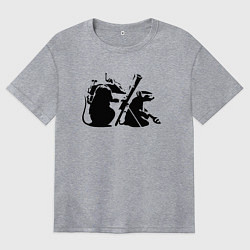 Футболка оверсайз женская Мыши с гранатометом Banksy, цвет: меланж