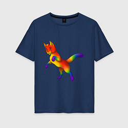 Женская футболка оверсайз Разноцветный котёнок