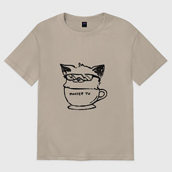 Футболка оверсайз женская Курсэд Кэтс двадцать семь, цвет: миндальный