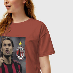 Футболка оверсайз женская Paolo Cesare Maldini - Milan, captain, цвет: кирпичный — фото 2