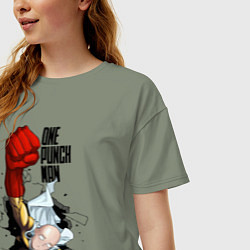 Футболка оверсайз женская Saitama One Punch, цвет: авокадо — фото 2