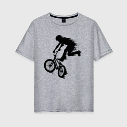 Футболка оверсайз женская ВЕЛОСПОРТ BMX Racing ВЕЛОСИПЕДИСТ, цвет: меланж
