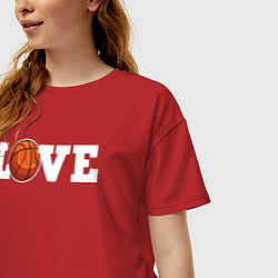 Футболка оверсайз женская Баскетбол LOVE, цвет: красный — фото 2