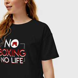 Футболка оверсайз женская NO BOXING NO LIFE без бокса нет жизни, цвет: черный — фото 2