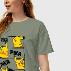 Футболка оверсайз женская Пика Пика Пикачу Pikachu, цвет: авокадо — фото 2