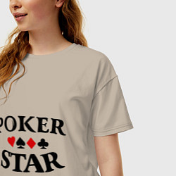 Футболка оверсайз женская Poker Star, цвет: миндальный — фото 2