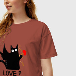 Футболка оверсайз женская LOVE CAT WHAT cat, цвет: кирпичный — фото 2