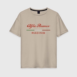 Футболка оверсайз женская Alfa Romeo racing - logo, цвет: миндальный
