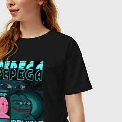 Футболка оверсайз женская Pepega и мемы Пиксель арт, цвет: черный — фото 2