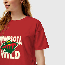 Футболка оверсайз женская Миннесота Уайлд, Minnesota Wild, цвет: красный — фото 2