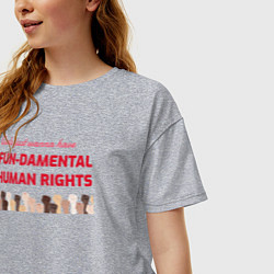 Футболка оверсайз женская Girls just wanna have fun-damental human rights, цвет: меланж — фото 2