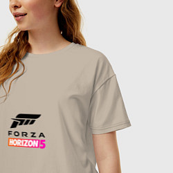 Футболка оверсайз женская Forza Horizon 5 Logo black, цвет: миндальный — фото 2