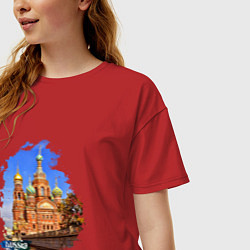 Футболка оверсайз женская Путешествие Санкт-Петербург Россия, цвет: красный — фото 2