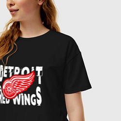 Футболка оверсайз женская Детройт Ред Уингз Detroit Red Wings, цвет: черный — фото 2