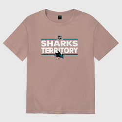 Футболка оверсайз женская SHARKS TERRITORY САН-ХОСЕ ШАРКС, цвет: пыльно-розовый