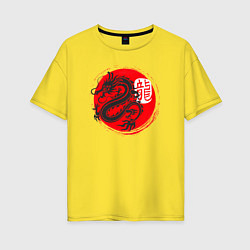 Футболка оверсайз женская Ниндзя дракон Япония, цвет: желтый