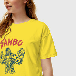 Футболка оверсайз женская Самбо горилла в ярости, цвет: желтый — фото 2