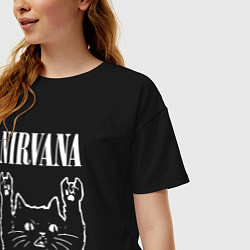 Футболка оверсайз женская Nirvana Rock Cat, НИРВАНА, цвет: черный — фото 2