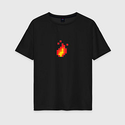 Футболка оверсайз женская 8 Bit Digital Fire, цвет: черный