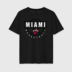 Футболка оверсайз женская MIAMI HEAT NBA МАЯМИ ХИТ НБА, цвет: черный