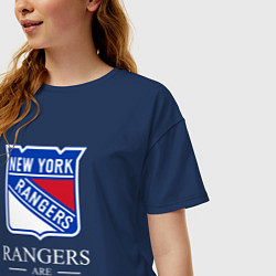 Футболка оверсайз женская Rangers are coming, Нью Йорк Рейнджерс, New York R, цвет: тёмно-синий — фото 2