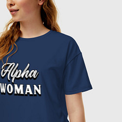 Футболка оверсайз женская Alpha woman, цвет: тёмно-синий — фото 2