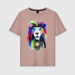 Футболка оверсайз женская Color lion! Neon!, цвет: пыльно-розовый