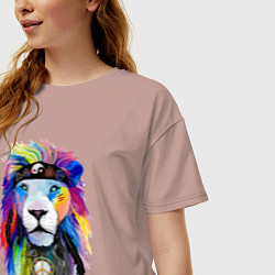 Футболка оверсайз женская Color lion! Neon!, цвет: пыльно-розовый — фото 2