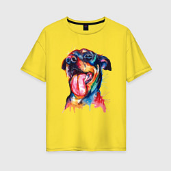 Женская футболка оверсайз Color rottweiler