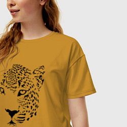 Футболка оверсайз женская Leopard Muzzle, цвет: горчичный — фото 2