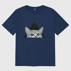 Футболка оверсайз женская Космокот 0004, цвет: тёмно-синий