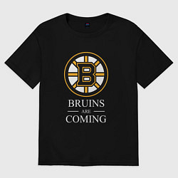 Футболка оверсайз женская Boston are coming, Бостон Брюинз, Boston Bruins, цвет: черный