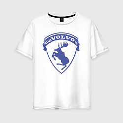 Футболка оверсайз женская VOLVO логотип синий, цвет: белый
