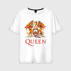Футболка оверсайз женская Queen, логотип, цвет: белый