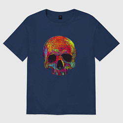 Футболка оверсайз женская Cool color skull, цвет: тёмно-синий